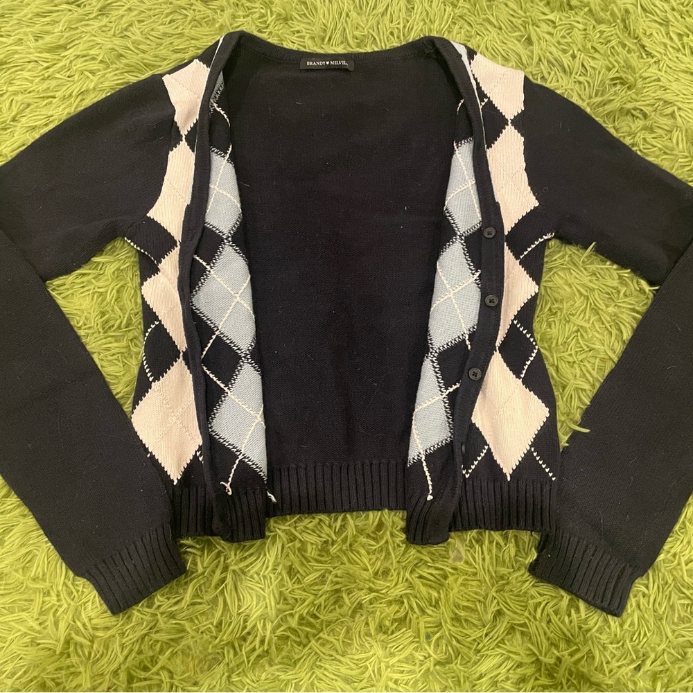 Brandy Melville Argyle Cardigan Sweater - Picture 2 of 4